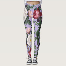 Legging Novos chegados ao luxo, roxo floral moderno