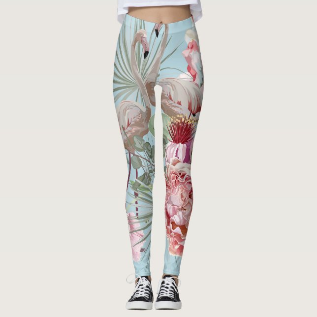 Legging Novos recém-chegados Elegant floral e Flamingo (Frente)