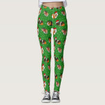 Legging Nozes de Natal de Guiné Festiva<br><div class="desc">Mostre seu amor por cobaias com essas lindas leggings padronizadas. Eles apresentam um padrão de cobaias bonitinhas vestidas com chapéus festivos de Papai Noel e cachecóis contra um claro fundo verde padronizado com flocos de neve brancos.</div>