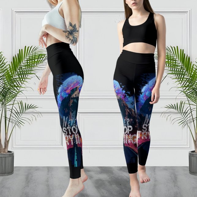 Legging Nunca Pare De Tentar O Esporte Negra Moderno (Criador carregado)