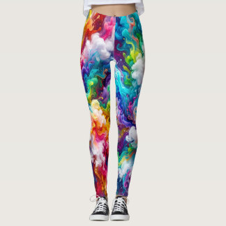 Legging Nuvem Colorida Explosiva Fluido Pintura Abstrata