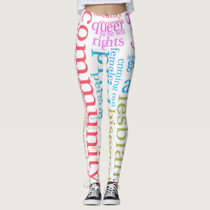 Legging nuvem de palavras da comunidade LGBTQ+ arco-íris d