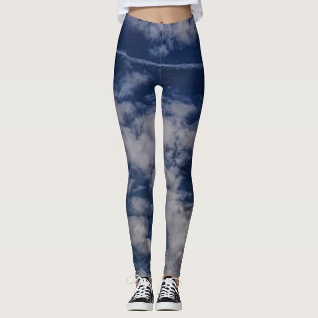 Legging Nuvens Brancas Fluffy do Céu Azul (Frente)