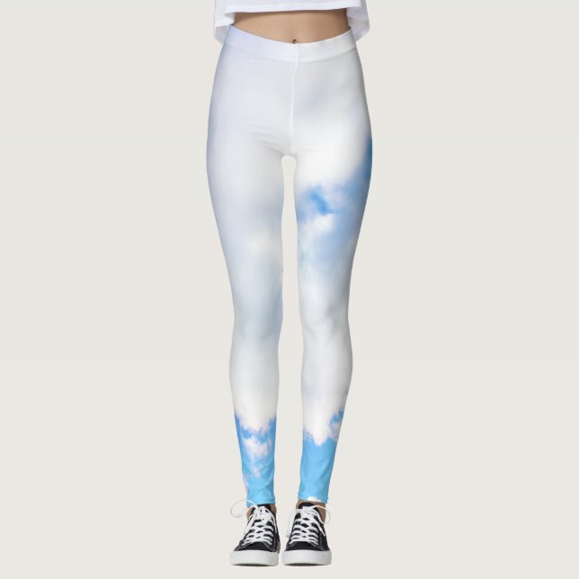 Legging Nuvens Brancas Fofas e Céu Azul (Frente)