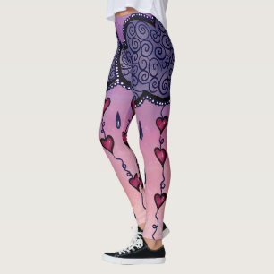 Legging Nuvens, corações e gotas de chuva