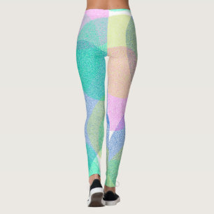 Legging Nuvens de Abstrato de Arte Pastel Pale Turquesa 