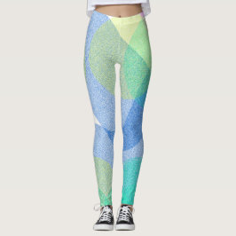 Legging Nuvens de Abstrato de Arte Pastel Pale Turquesa