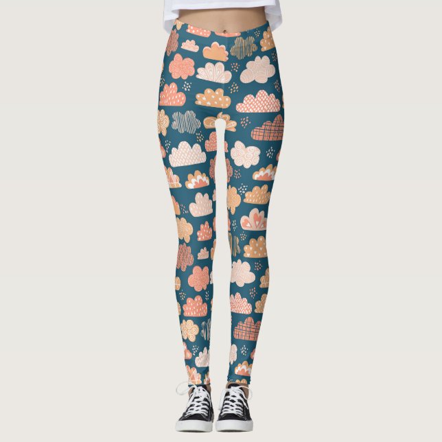 Legging Nuvens escandinavas: Padrões infantis Ouros. (Frente)