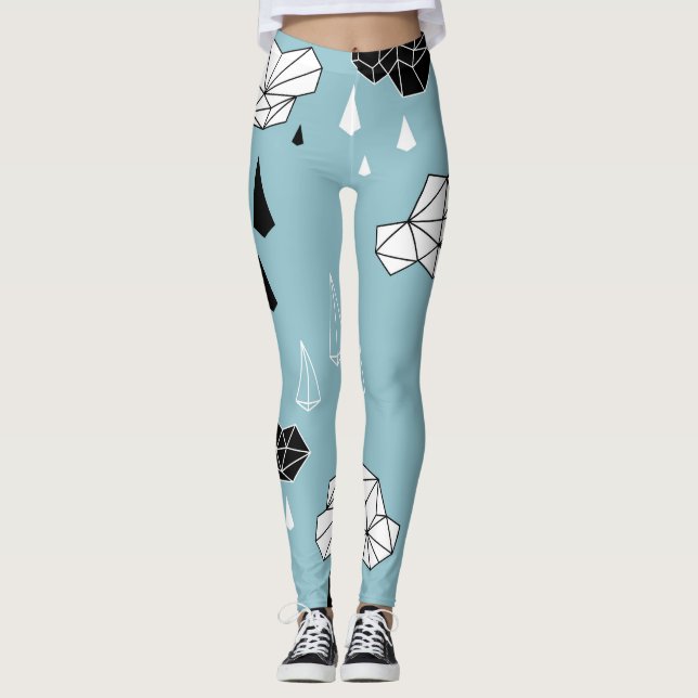Legging Nuvens geométricas e chuva, padrão perfeito. (Frente)