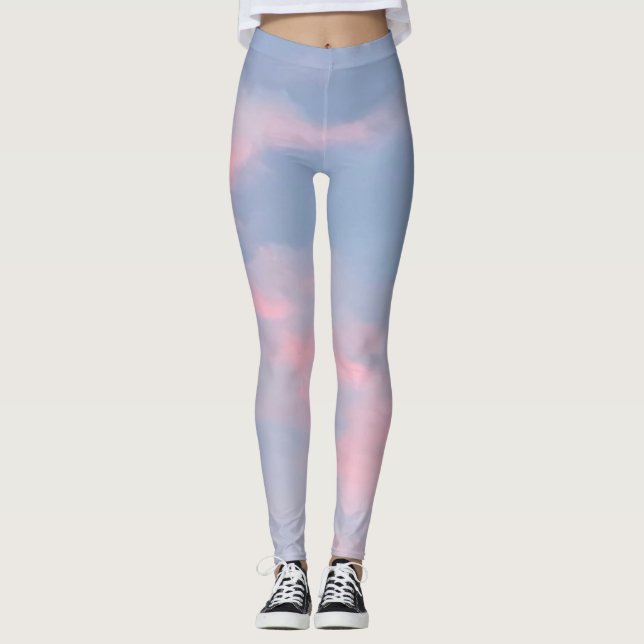 Legging Nuvens rosa personalizáveis (Frente)