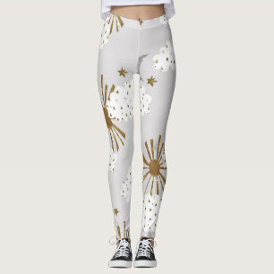 Legging Nuvens, sol e lua, padrão minimalista.