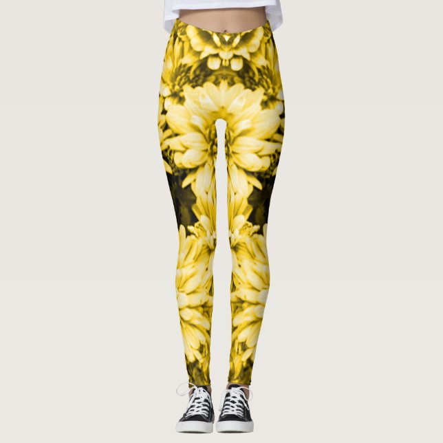 Legging O amarelo floresce caneleiras (Frente)