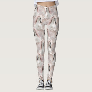 Legging O anjo voa o unicórnio cor-de-rosa com Sparkles