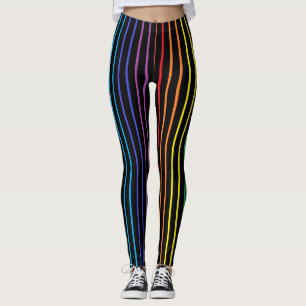 Legging O arco-íris esboçado vertical listra o preto