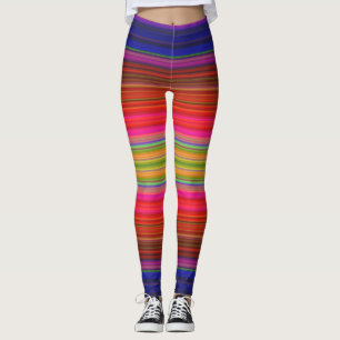Legging O arco-íris listra caneleiras vermelhas do roxo d