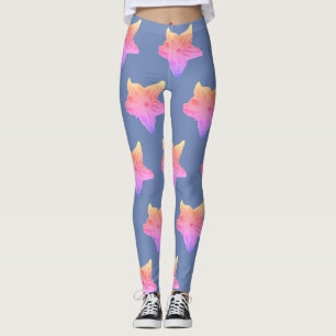 Legging O azul desvanece-se caneleiras da flor do pepino