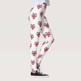 Legging O coração Caneleira-Britânico das mulheres