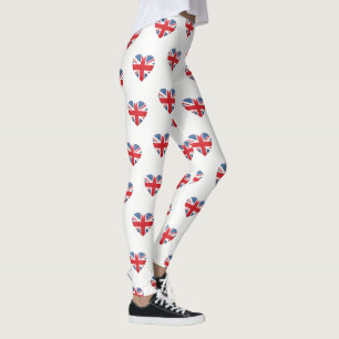Legging O coração Caneleira-Britânico das mulheres