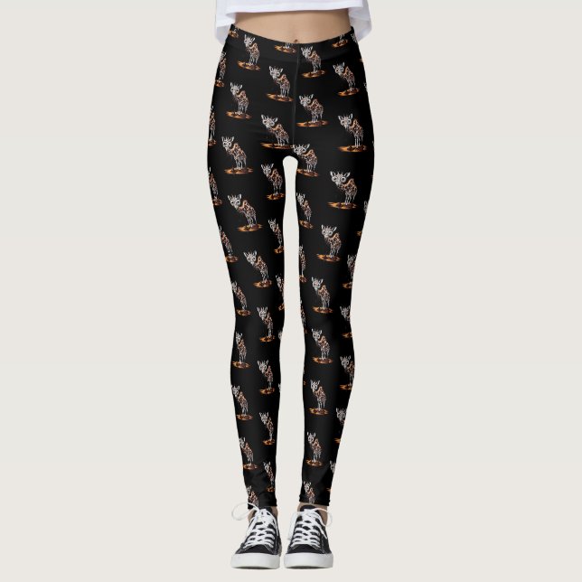 Legging O Design de Arte Surreal Divertido da Girafa Derre (Frente)