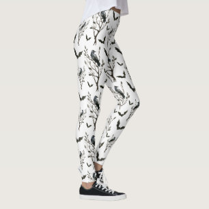 Legging O Dia das Bruxas canta aguarela preto e branco dos