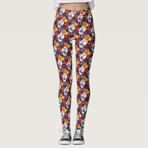 Legging O divertimento telhou floral abstrato baseado nas