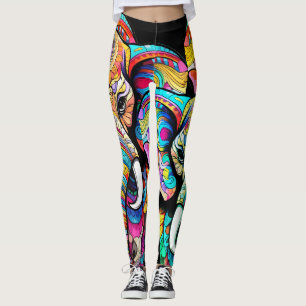 Legging O Elefante Colorido em Moda Justa Personalizada