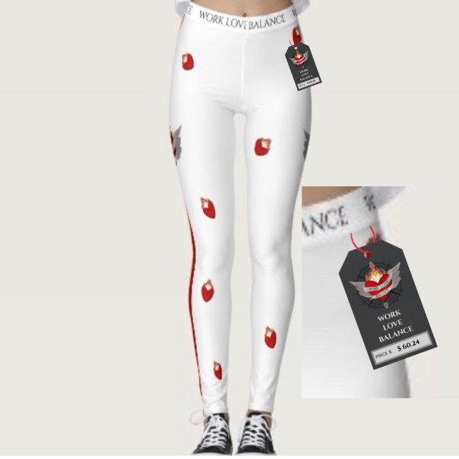 Legging O EQUILÍBRIO TRABALHO AMOR Paixão Coração e Chama (Criador carregado)