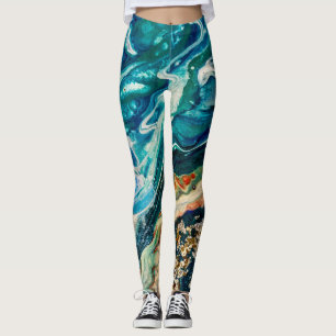 Legging O gelo e o abstrato azul de peixe branco