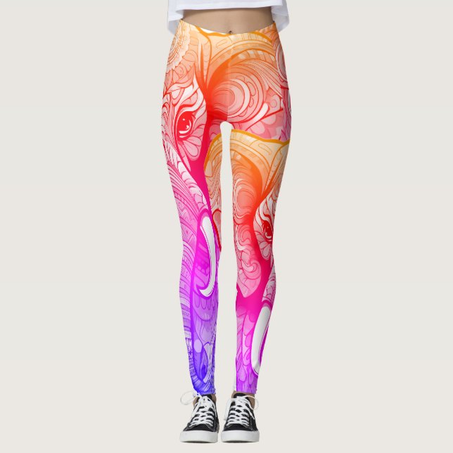 Legging O Grande Elefante Rosa na Moda Personalizada Justa (Frente)