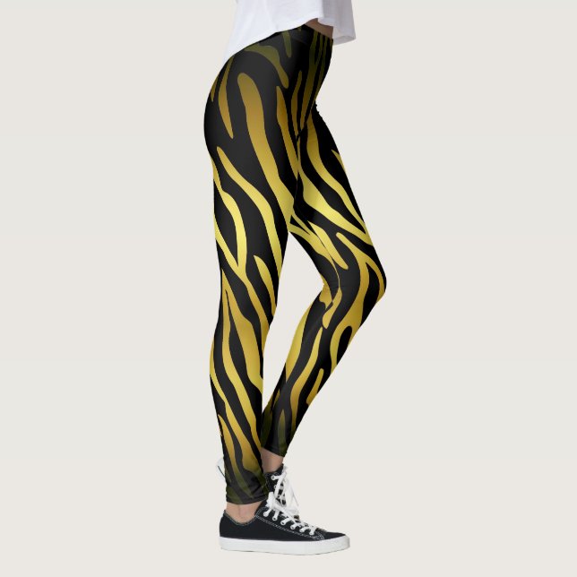 Legging O impressão animal Dourado e preto da pele, tigre (Direita)