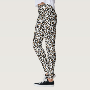 Legging O leopardo branco, preto e marrom pontilha, mancha