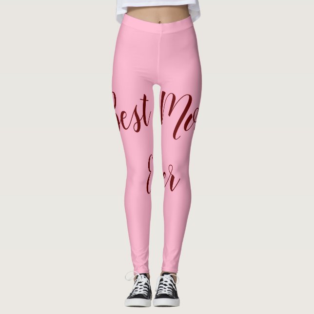 Legging O melhor dia de as mães vermelho rosa que a mamãe  (Frente)