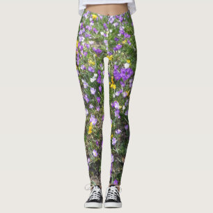 Legging O multi primavera do açafrão da cor floresce