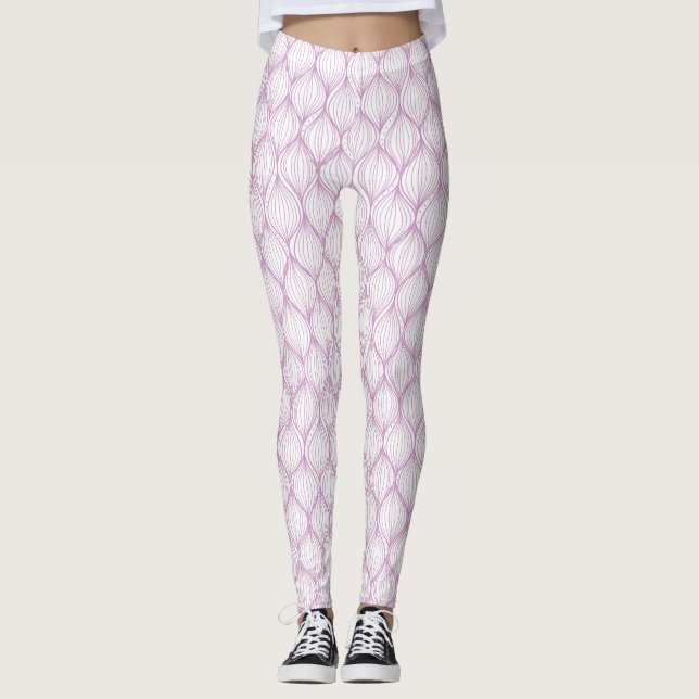 Legging O ogee roxo listra o fundo do teste padrão (Frente)