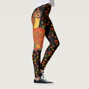 Legging O outono de outono deixa Bonito preto
