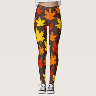 Legging O outono deixa um padrão colorido