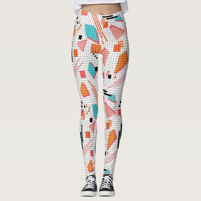 Legging O padrão de memórias geométricas escolares sem cos (Frente)