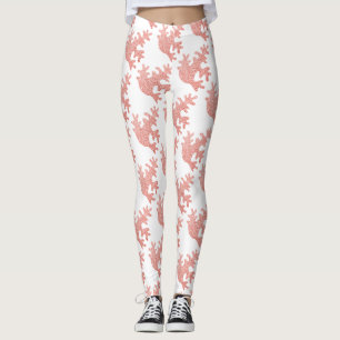 Legging O pastel cor-de-rosa brilha no padrão branco