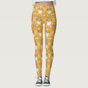 Legging O que é Legal, Gatinho em Amarelo e Lavanda
