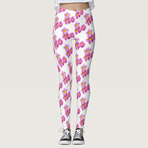 Legging O rosa floresce caneleiras do costume da foto