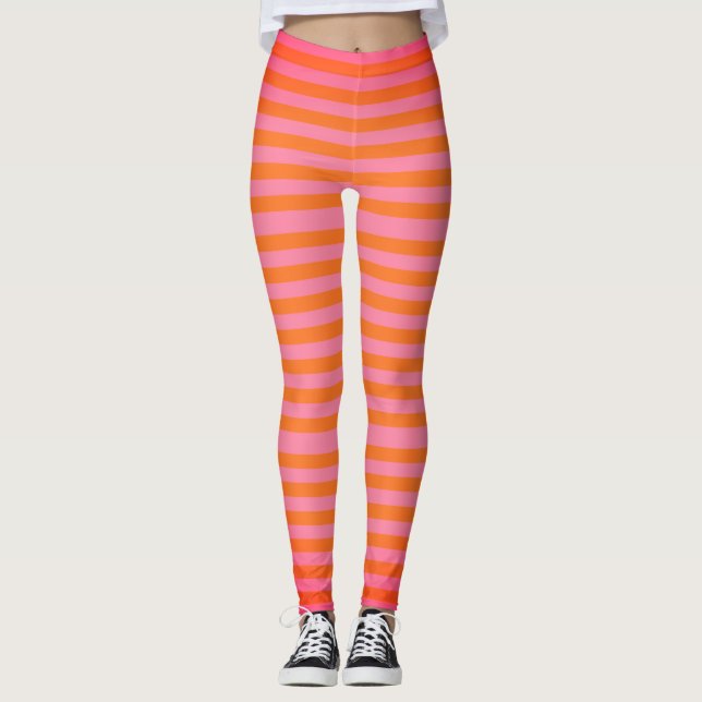 Legging O rosa listra caneleiras (Frente)