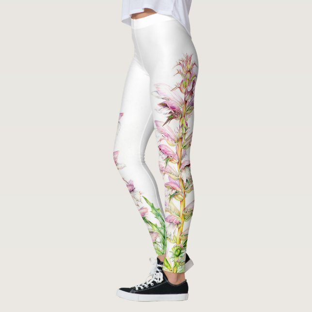 Legging O roxo cor-de-rosa carrega caneleiras florais da (Esquerda)