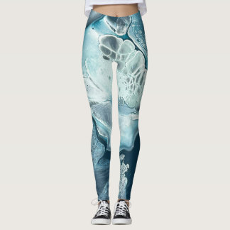 Legging O spray do oceano em tons de azul-turquesa