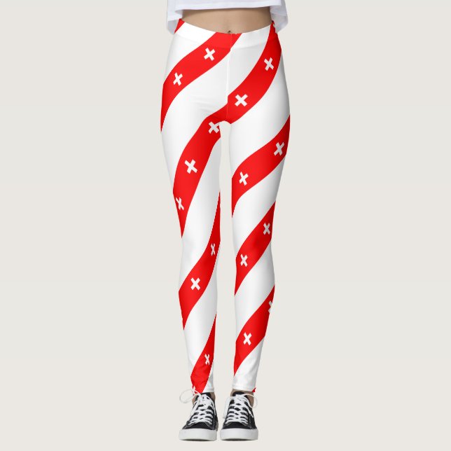 Legging O suíço listra a bandeira (Frente)