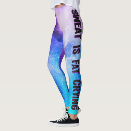 Legging O suor é gordura chorando, azul e motivação roxa