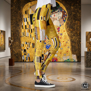 Legging O teste padrão do beijo por Gustavo Klimt, arte