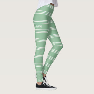 Legging O verde de musgo listra caneleiras feitas sob