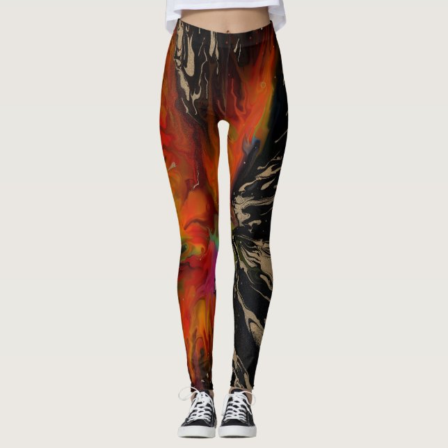 Legging O Voo da Fênix – Renascimento Abstrato Ígneo (Frente)