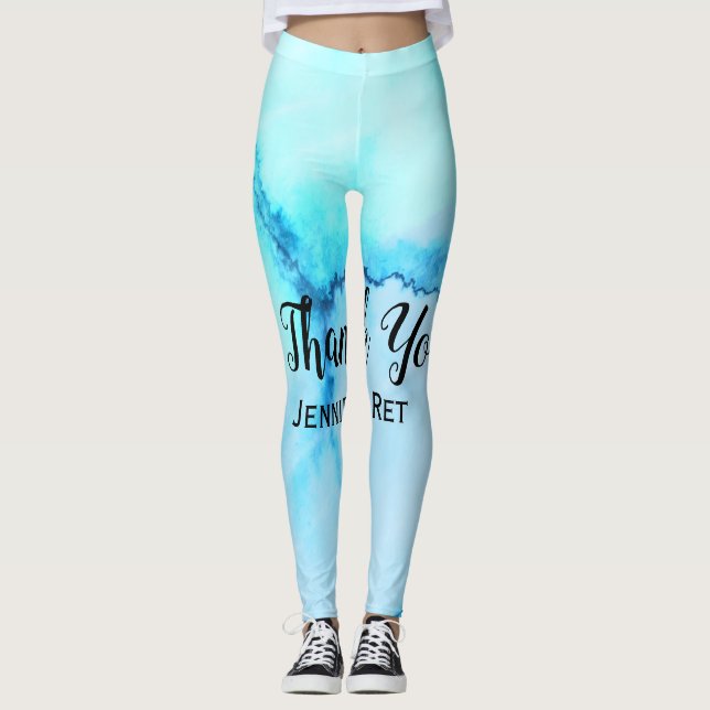 Legging obrigado de caligrafia preto simples que você adic (Frente)