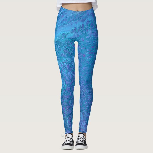 Legging Ocean Breeze 2 Pernas Azuis Abstrato (Frente)
